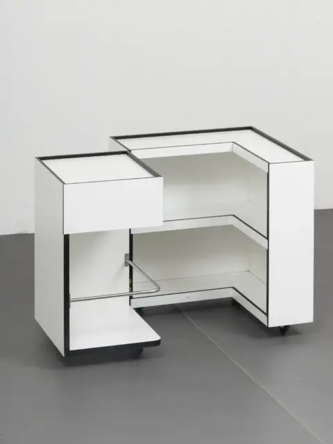 cubotto bar cart by cini boeri for arflex, italy, half opened 
