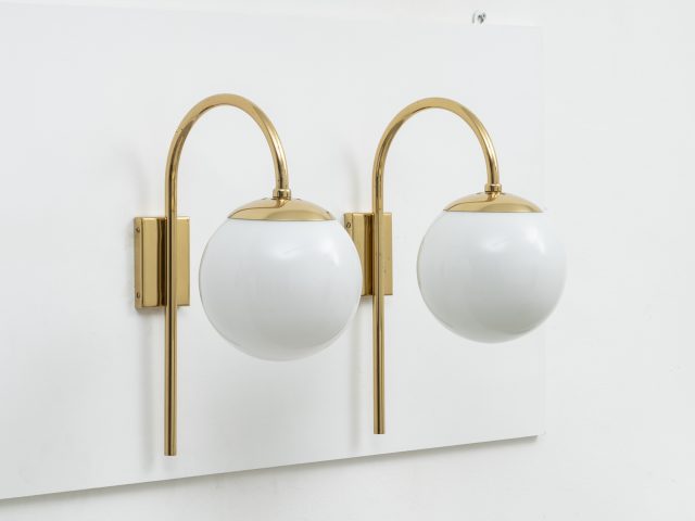 Pair of mod. “b458” brass wall lamps