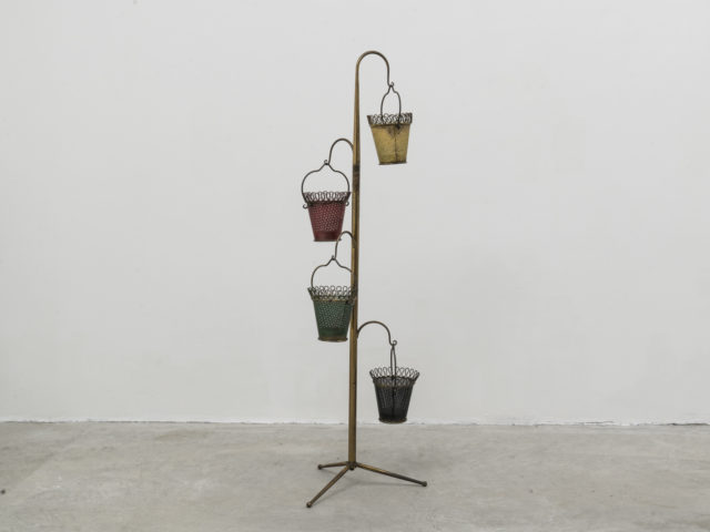 Brass tripod floor planter