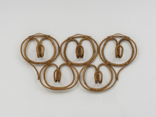 Rattan wall-mounted coat hanger for Bonacina
