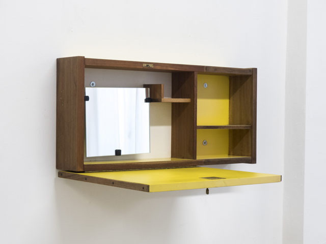 Rare wall mounted cabinet with mirror for Fantoni