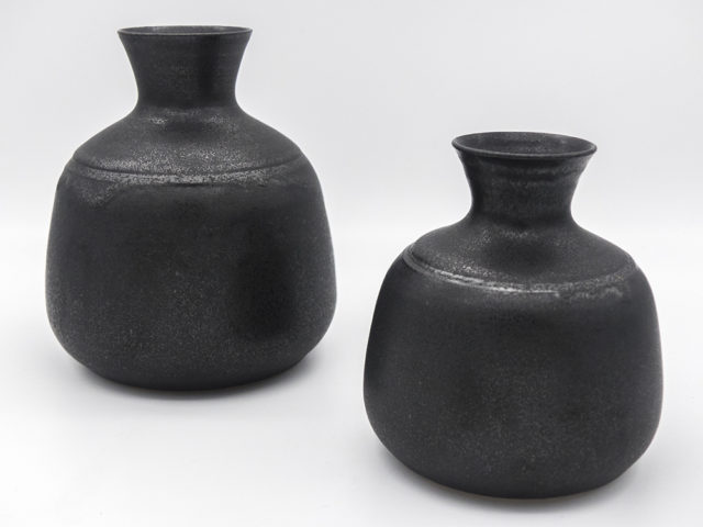 Set of 2 black vases for Ceramica Arcore