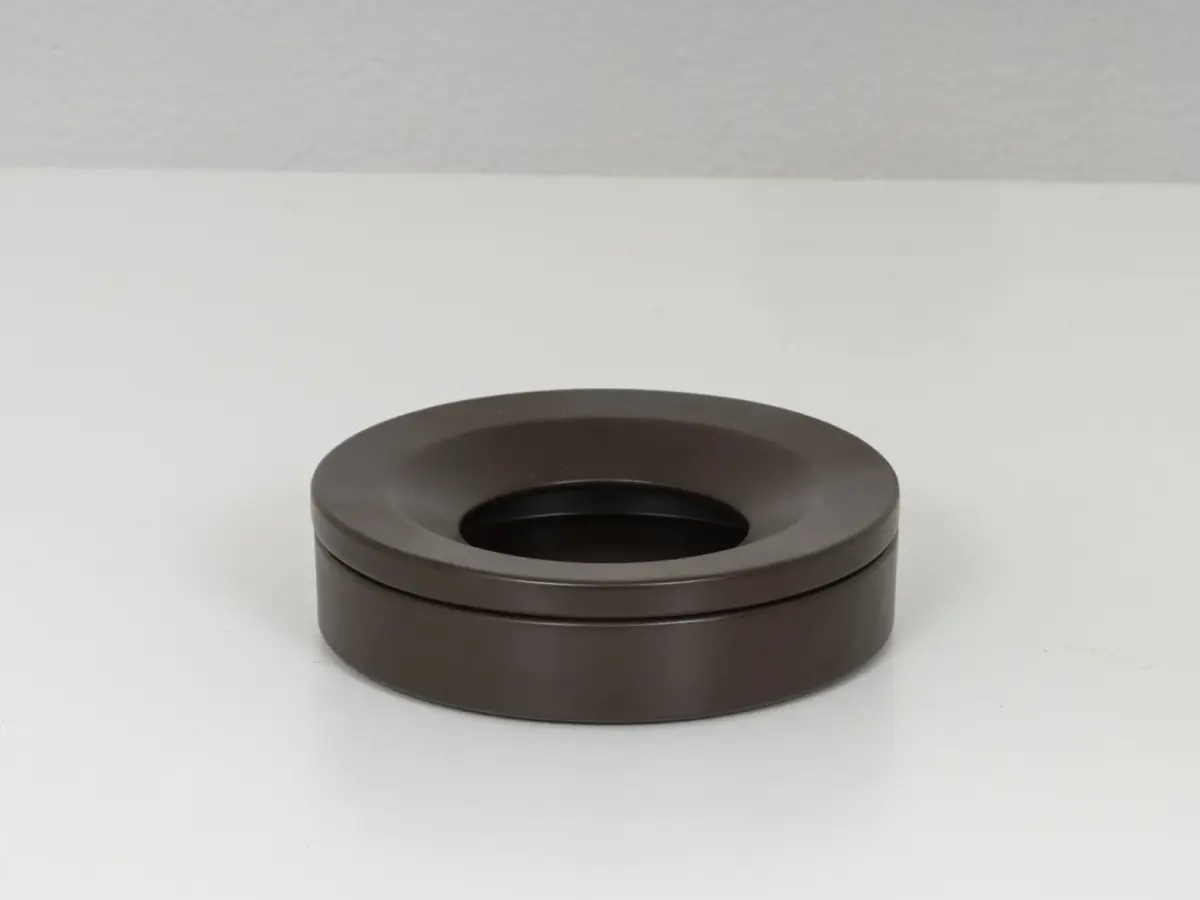 angelo mangiarotti barbados ashtray for danese milano, 1960s — brown ceramic, new old stock 