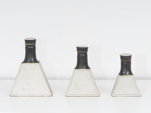 bruno gambone 3 cearmic bottles 1970s 1