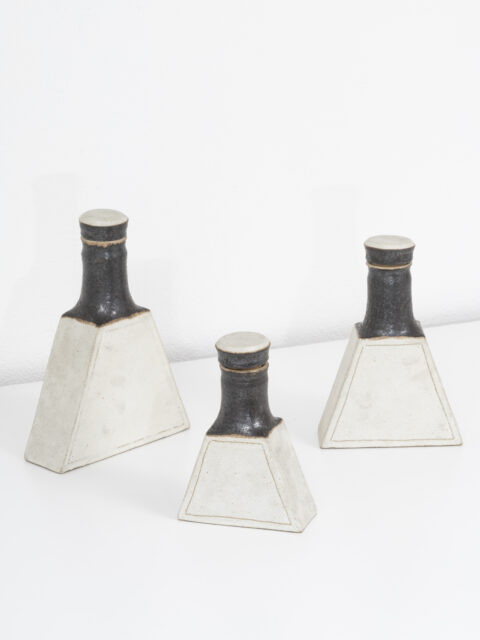 bruno gambone 3 cearmic bottles 1970s 2