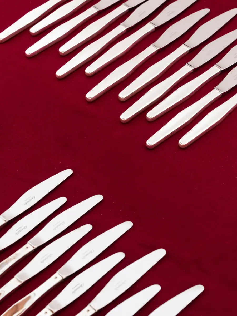 detail of orly set by sabattini for christofle, 1+1 showroom for biennale arte 2026