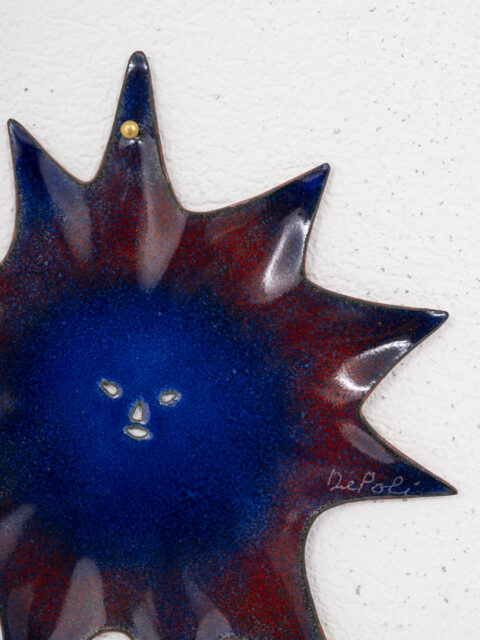 rare gio ponti decorative wall piece, enamel on copper, paolo de poli padova 1956, signature detail