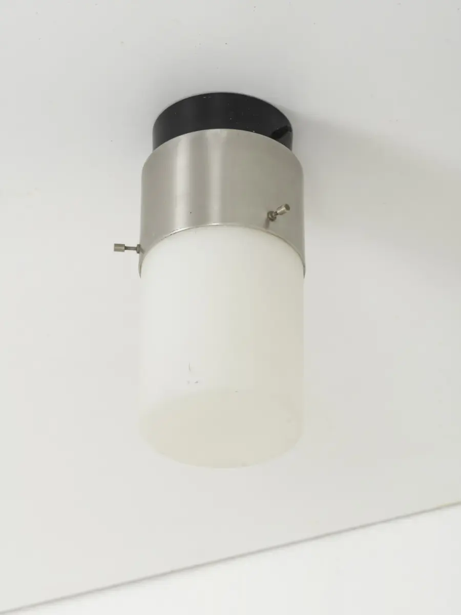 stilnovo model 1245 flush mount, three quarter view showing thumbscrews and opal triplex glass 